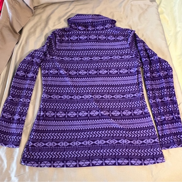 Columbia lightweight fleece turtleneck sweatshirt size medium purple printed - Picture 3 of 5
